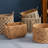 SOL HOME Isidore Square Palm Leaf Woven Wicker Storage Basket with Handles