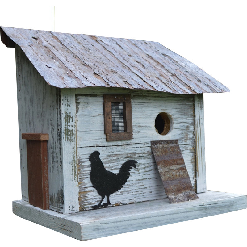 Rustic White Reclaimed Wood Chicken Coop Birdhouse