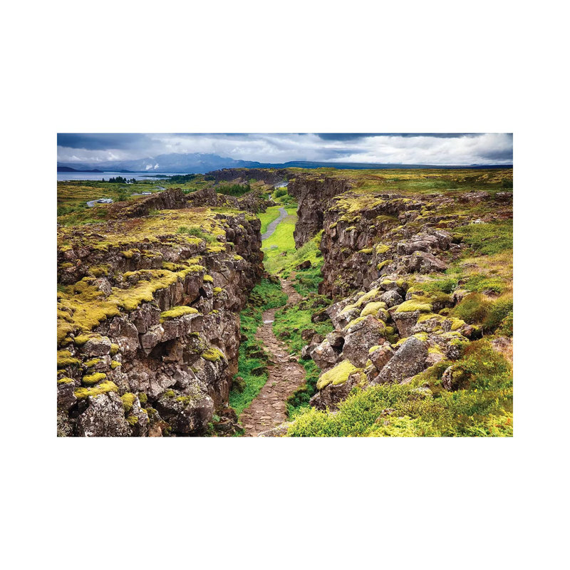 Fault Line Separating America From Eurasia, Thingvellir, Iceland by George Oze - Wrapped Canvas Print