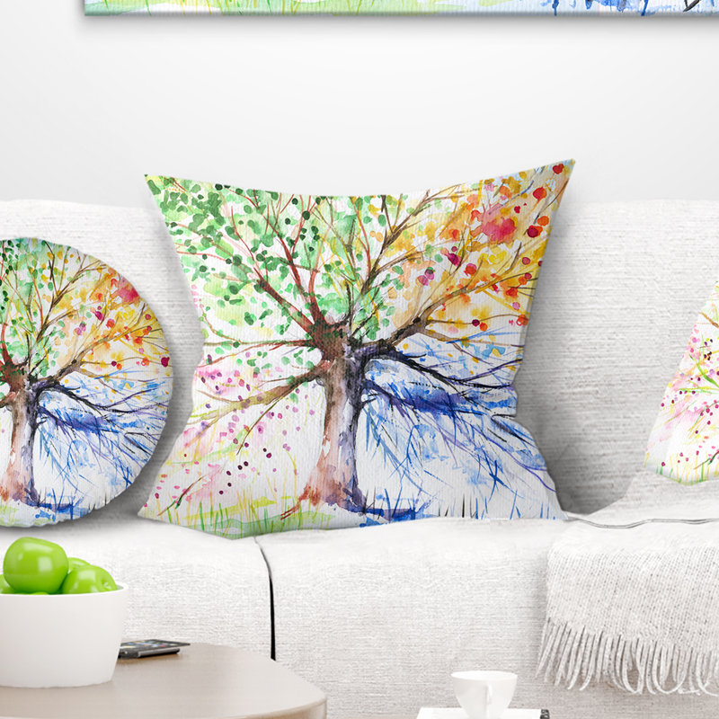 Coussin Four Seasons Tree, 16 po x 1 po, Carré