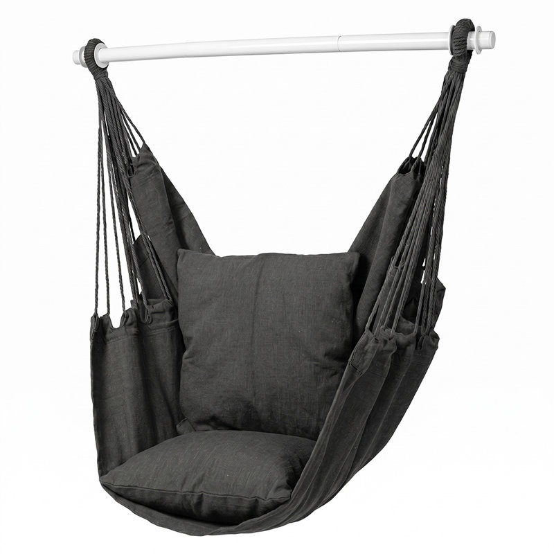  Hammock Chair Hanging Rope Swing Seat Indoor Outdoor with Cushions
