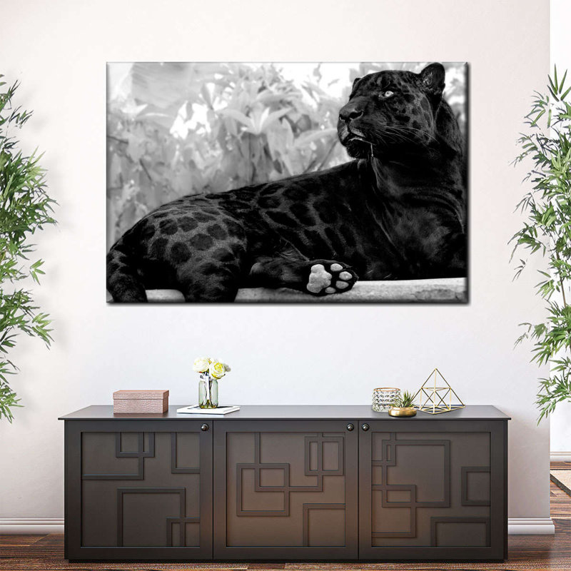 «Black Panther» monochrome sur toile, H 8 po x l 12 po x P 1 po