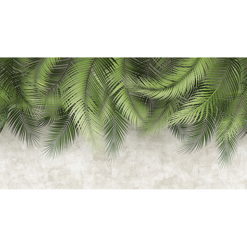 Murale papier peint feuille de palmier tropical, Vert, L 118 po x l 225 po