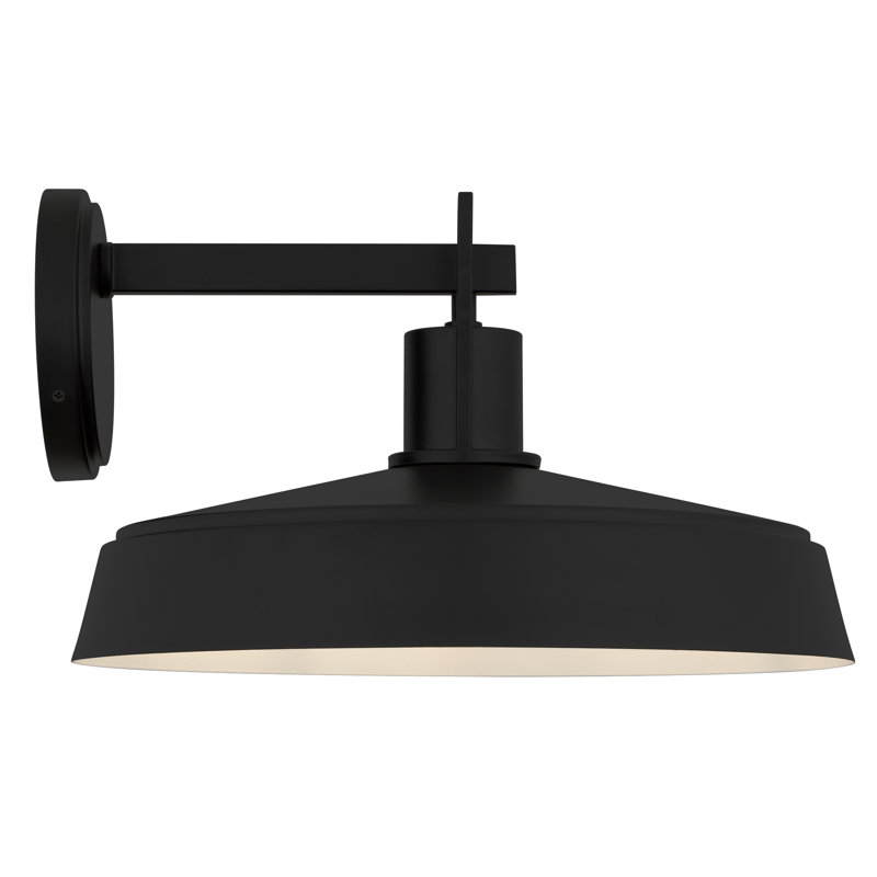 Karson 1-Light Matte Black Outdoor Wall Lantern, 9.75" H x 16" W x 16.5" D