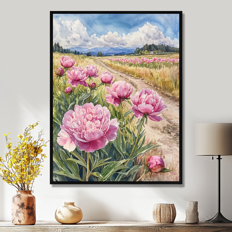 Bryner - impression sur toile florale, Noir, noir, noir, noir, Impression encadrée flottante, H 20 po x l 12 po