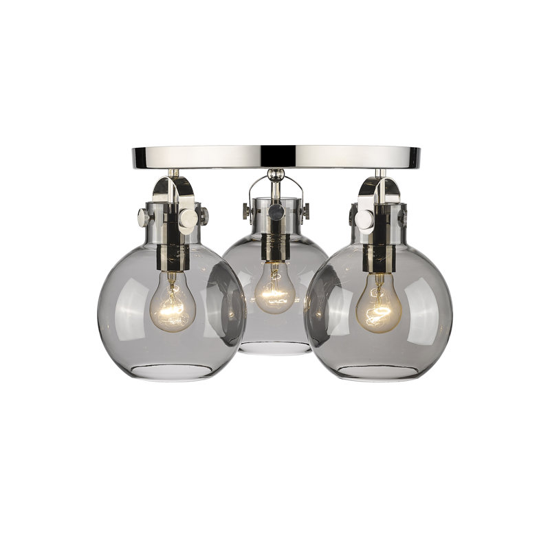 Slocomb Glass Semi Flush Mount, Plated Smoke, Polished Nickel