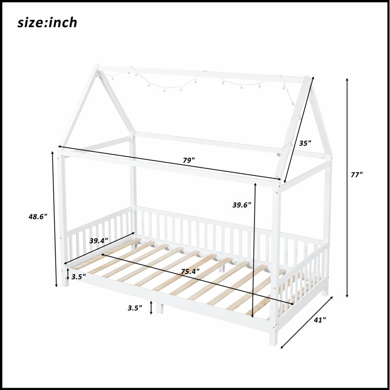 Lit en bois avec garde-corps et lumières DEL pour une expérience de sommeil sécuritaire et magique, Lit simple