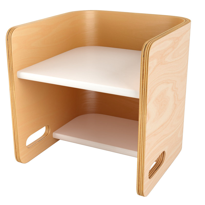 ECR4Kids Bentwood Multipurpose Toddler Cube Chair, Montessori Furniture, White