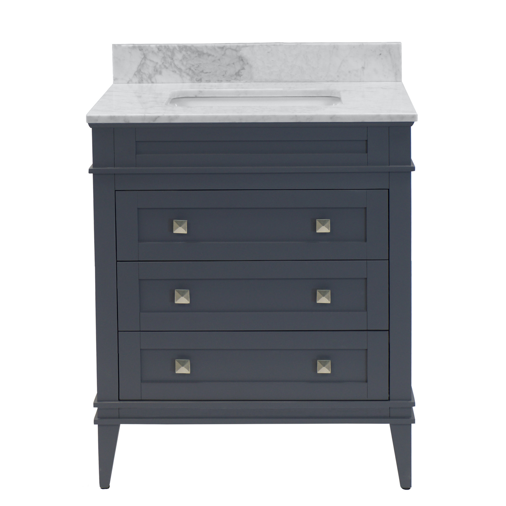 Frankfurt 30'' Single Bathroom Vanity, Marine Gray, Carrara Marble