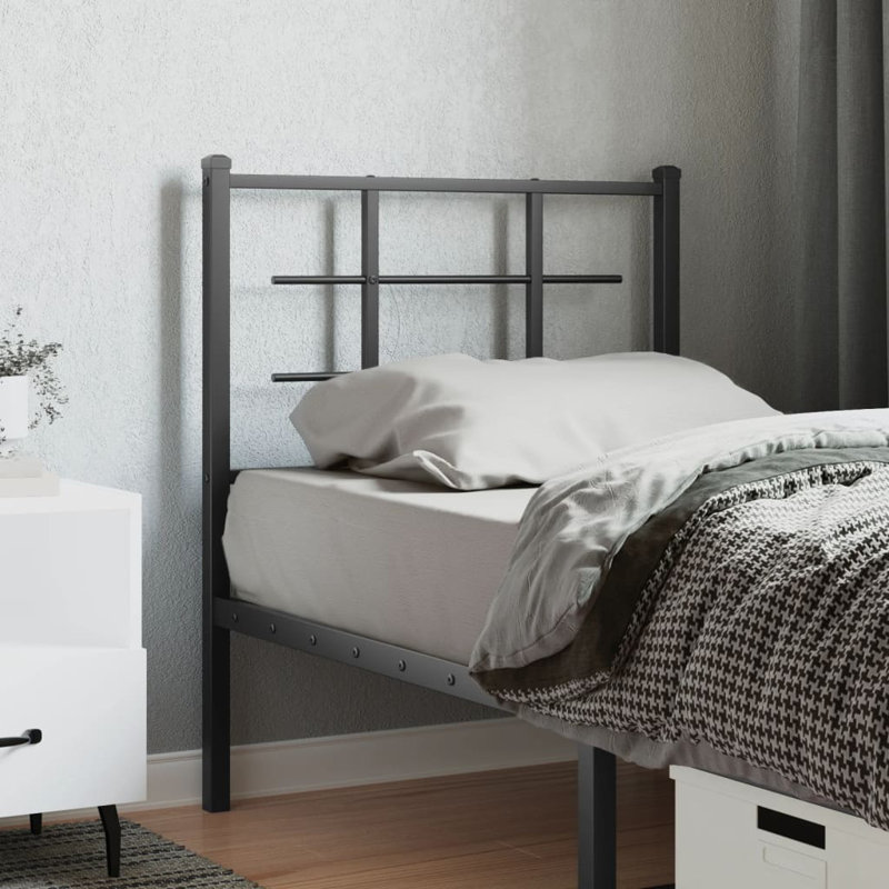 Vidaxl Metal Replace Headboard Black 75 Cm, Small Single