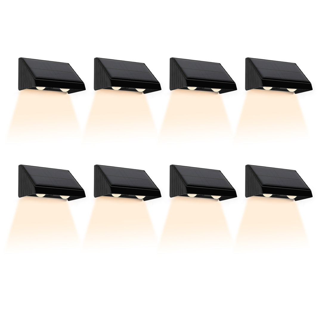 Satin Black Solar Powered Integrated LED Deck Light Kit (Set of 8) Haitral