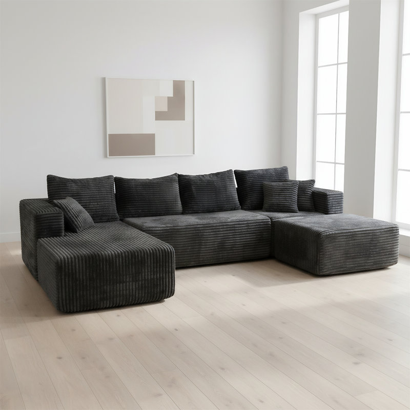 Canapé modulaire 133,86 pouces (comprenant 1 repose-pieds), Gris