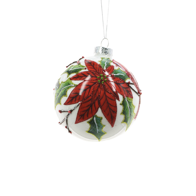 Ornement boule blanche suspendue (paquet de 2)