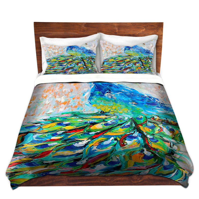 Ensemble de housse de couette lumineux peacock ii, 1 housse simple + 1 taie standard