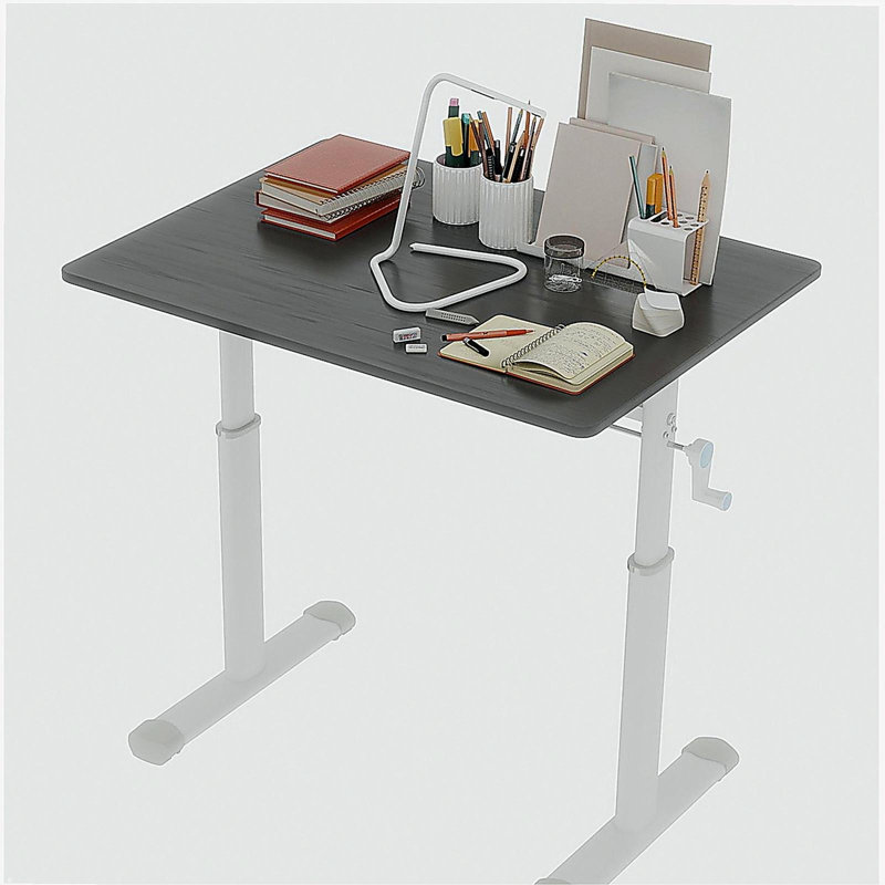 Bureau d'étude réglable adapté aux enfants et aux adultes, bureau à domicile multifonctionnel réglable en hauteur, design compact, dimensions du bureau: 60 cm x 80 cm, cadre blanc, plateau gris.