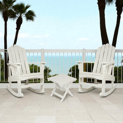 Brently Wood Adirondack Rocking Chair and Table Set by Rosecliff Heights
