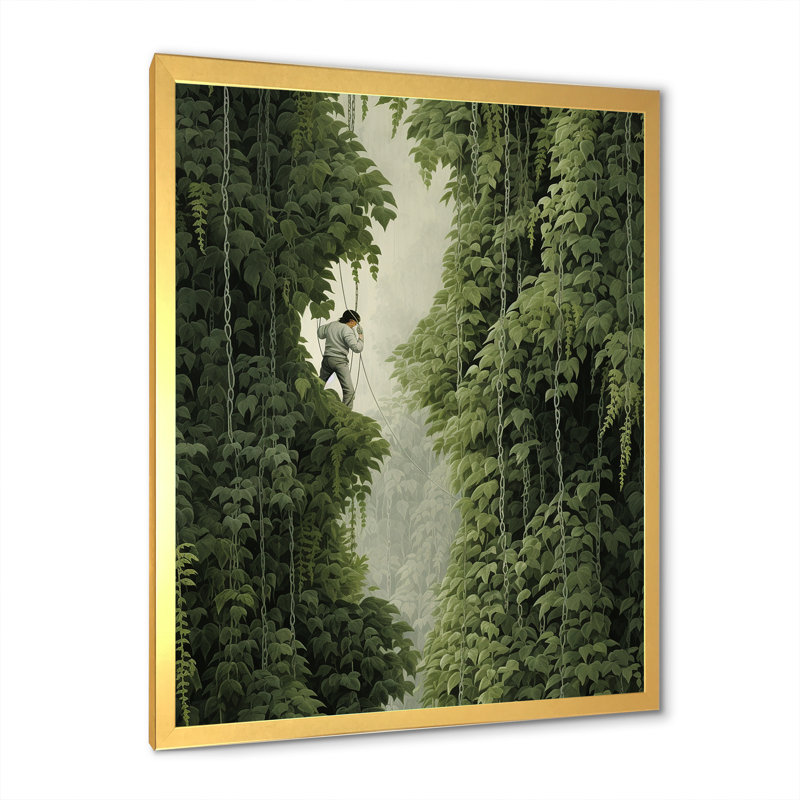 «Hidden Forest Castle Unveilé III», art mural forêt, Cadre photo doré simple, H 32 po x l 24 po x P 1 po