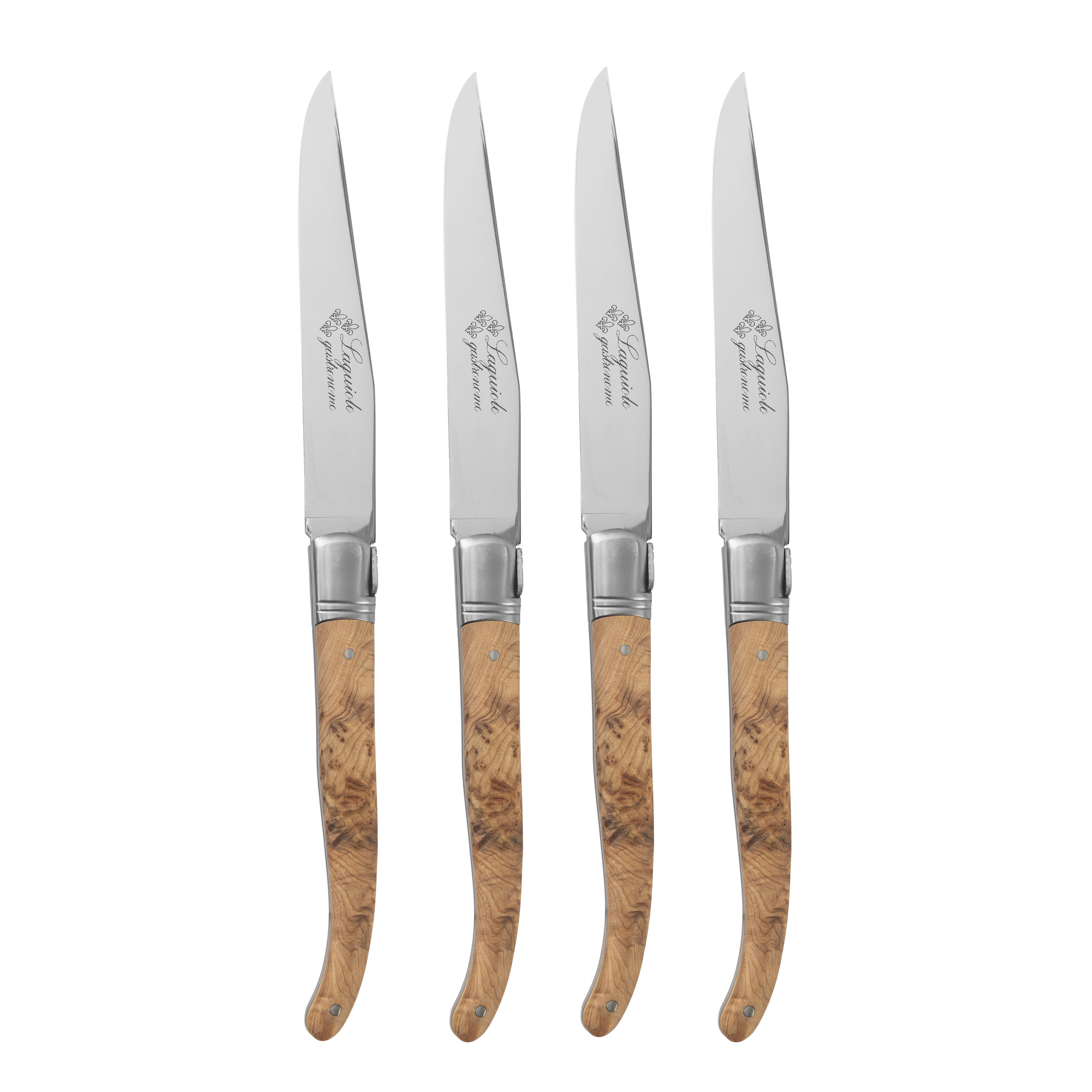 Steak Knives,4 Pieces Steak Knife Set With Sharp Serrated Blade,Natural  Wooden Handle,Professional Steak Knife Set.