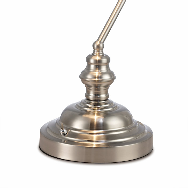 Krantz Metal Bankers Lamp, Satin Nickel/White