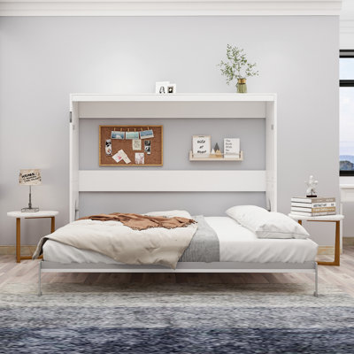 Queen Horizontal Murphy Wall Bed, Foldable Hidden Bed Frame, No Box Spring Needed
