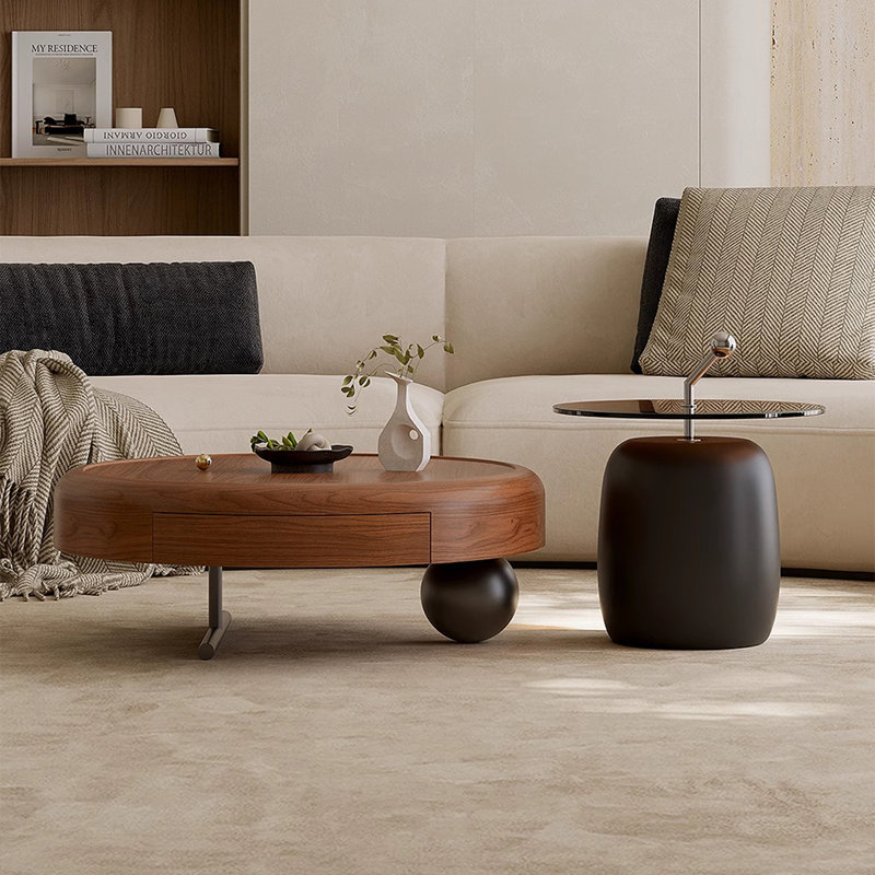Round coffee table in ancient style