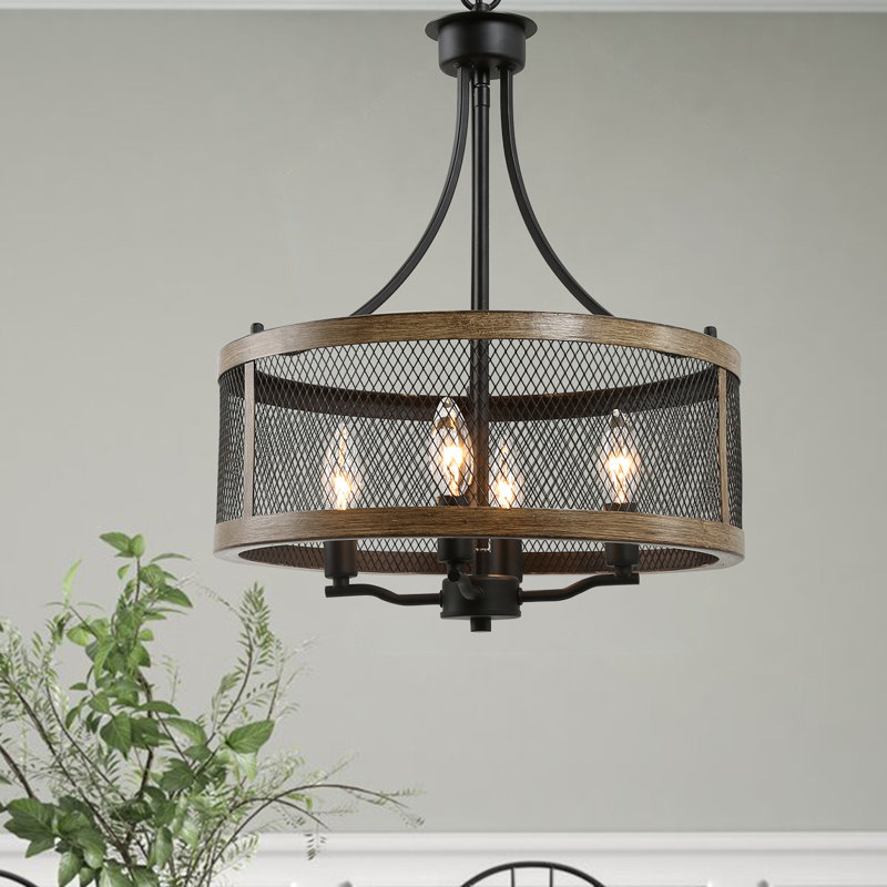 Luminaire suspendu cylindrique à 4 lumières 