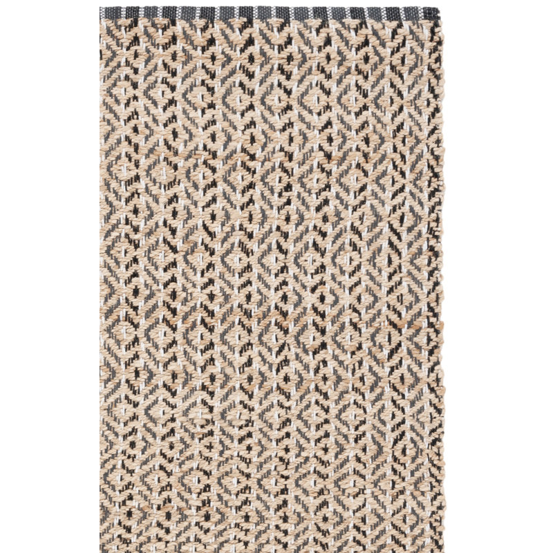 Natural Fiber 661 Flatweave Jute/Cotton Geometric Rug in Natural/Black/Ivory/Dark Gray, Rectangle 6' x 9'