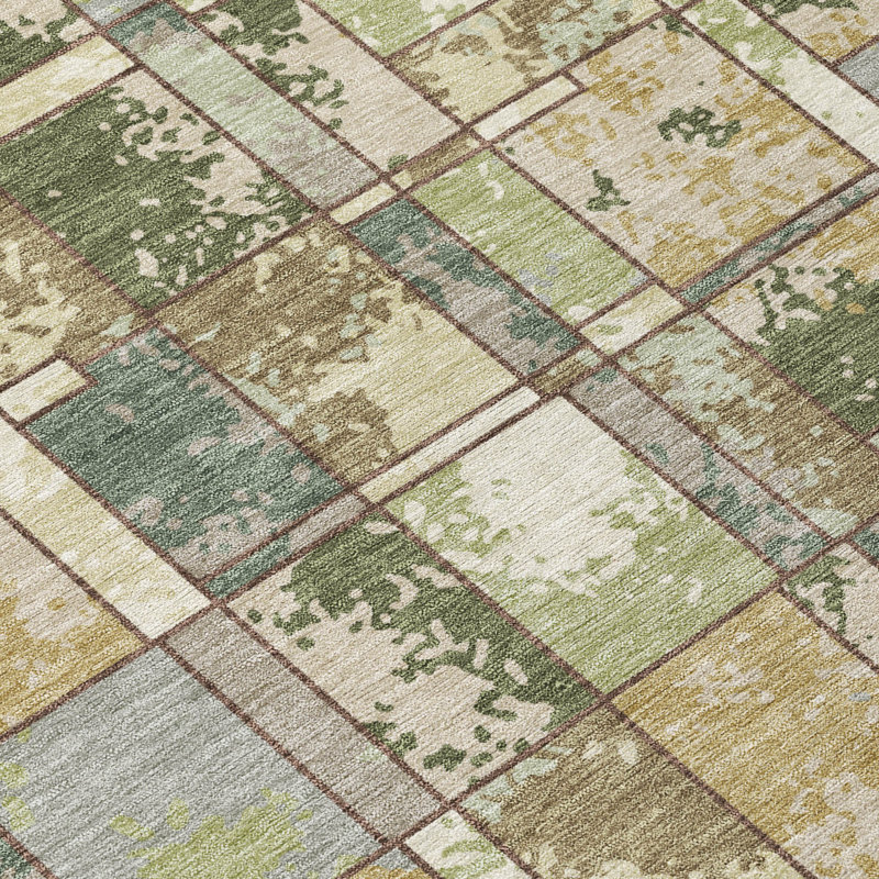 Machine Washable Indoor/Outdoor Chantille ACN2442 Geometric Rug, 8' x 10', Olive