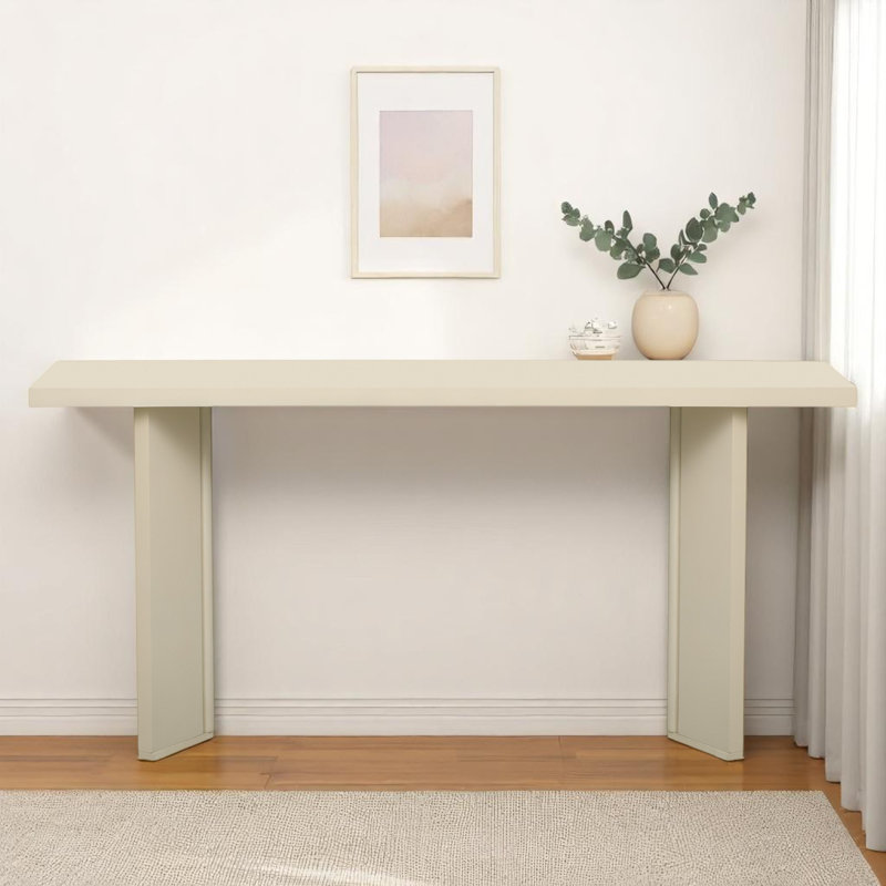 Modern 63" Console Table with Pine Veneer, Beige