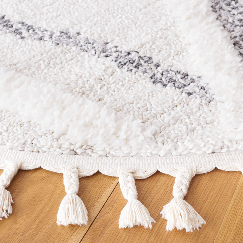 Tapis à poils longs Vanille, Rond 6 pi 7 po