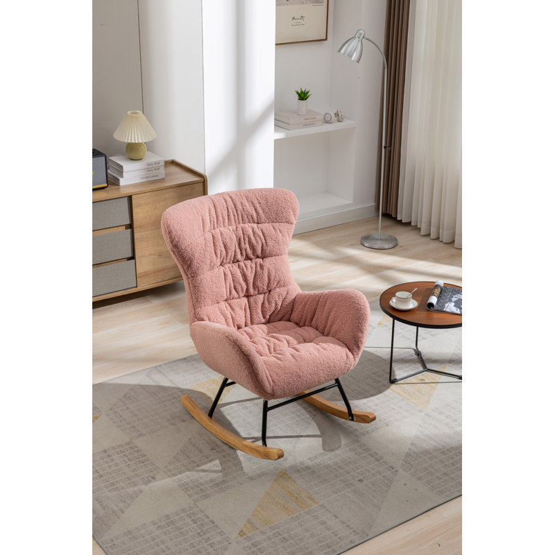 Chaise berçante rembourrée Lamond, Rose