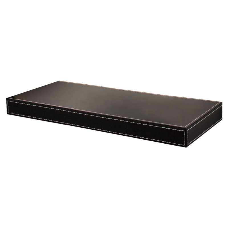 Azure Leather Floating Shelf, Black, 1.75" H x 24" W x 10" D
