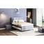 Lit plateforme double pleine grandeur en gris gracieux. Bois de pin massif +. Pas de sommier tapissier pour un assemblage facile, gris et flexible