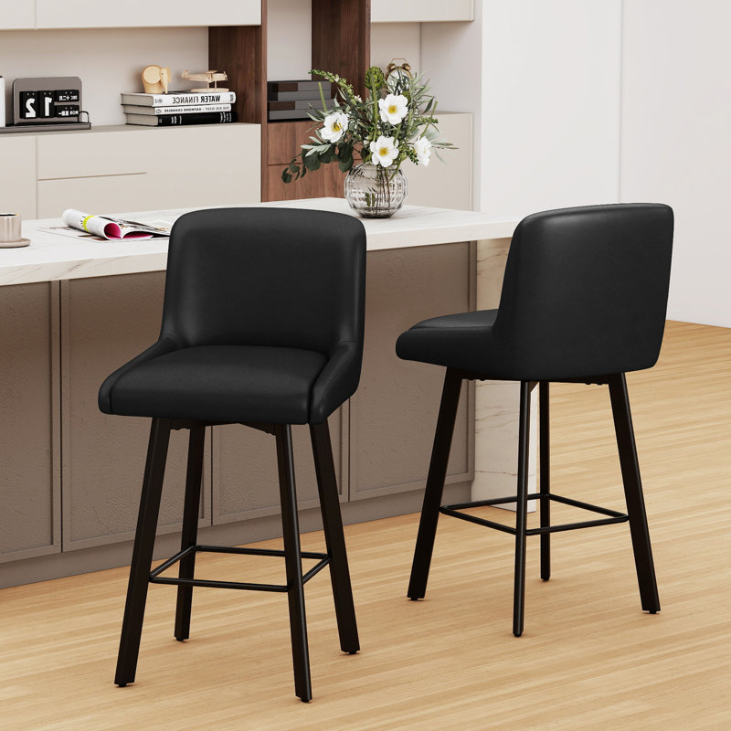 Tabouret de bar pivotant à hauteur de comptoir 30 po pour îlot de cuisine, 2, Noir