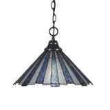 Luminaire suspendu suspendu à une chaîne avec verre d'art de glace de mer 16 po