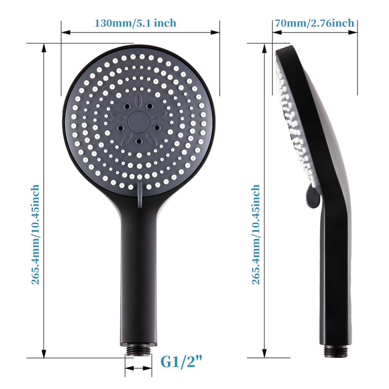Handheld Shower Head, Matte Black