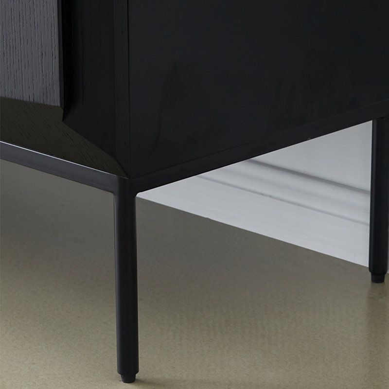Simplicity Retro Solid Wood Sideboard Cabinet, Black