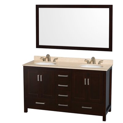 Sheffield 60"" Double Bathroom Vanity Set with Mirror -  Wyndham Collection, WCS141460DESCMUNOM58