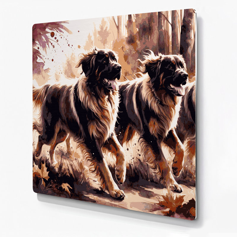 «Dogs Leonberger», art mural en métal noir, H 12 po x l 12 po