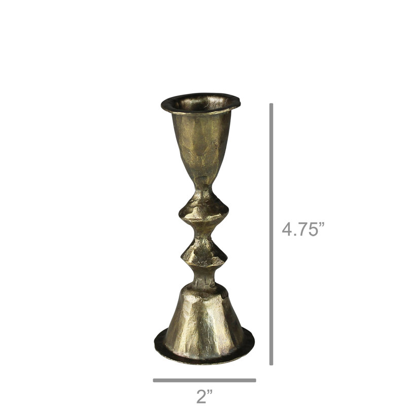 Metal Tabletop Candlestick, 4.75" H x 2" W x 2" D