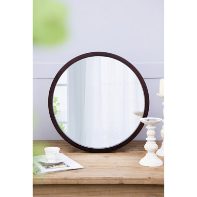 Miroir mural rond en noyer avec cadre en bois 20 "X pour la salle à manger et le salon