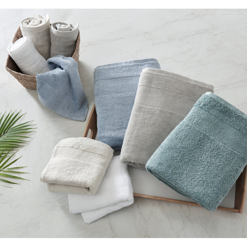 Island Retreat 6 Piece 100% Cotton Towel Set, Pastel Blue