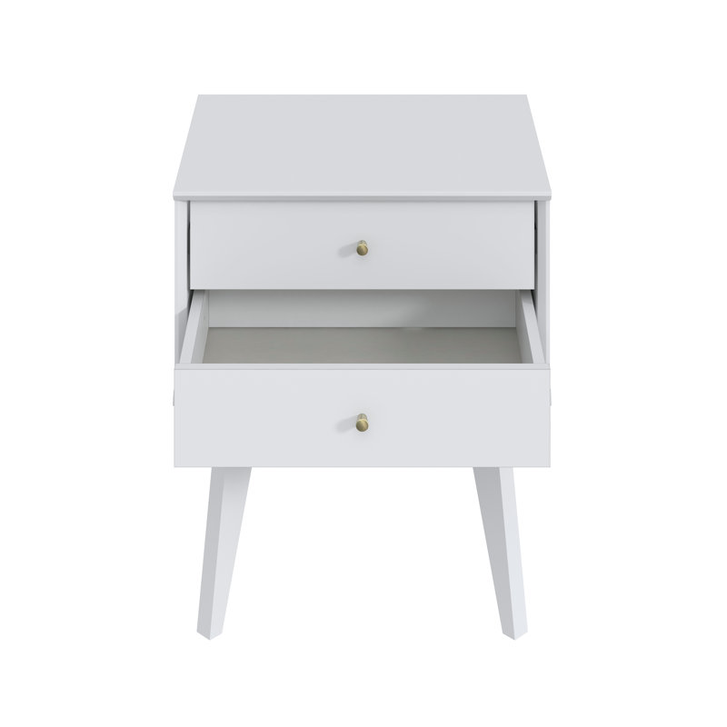 Table de chevet 2 tiroirs Branquinha, Blanc, Individuel