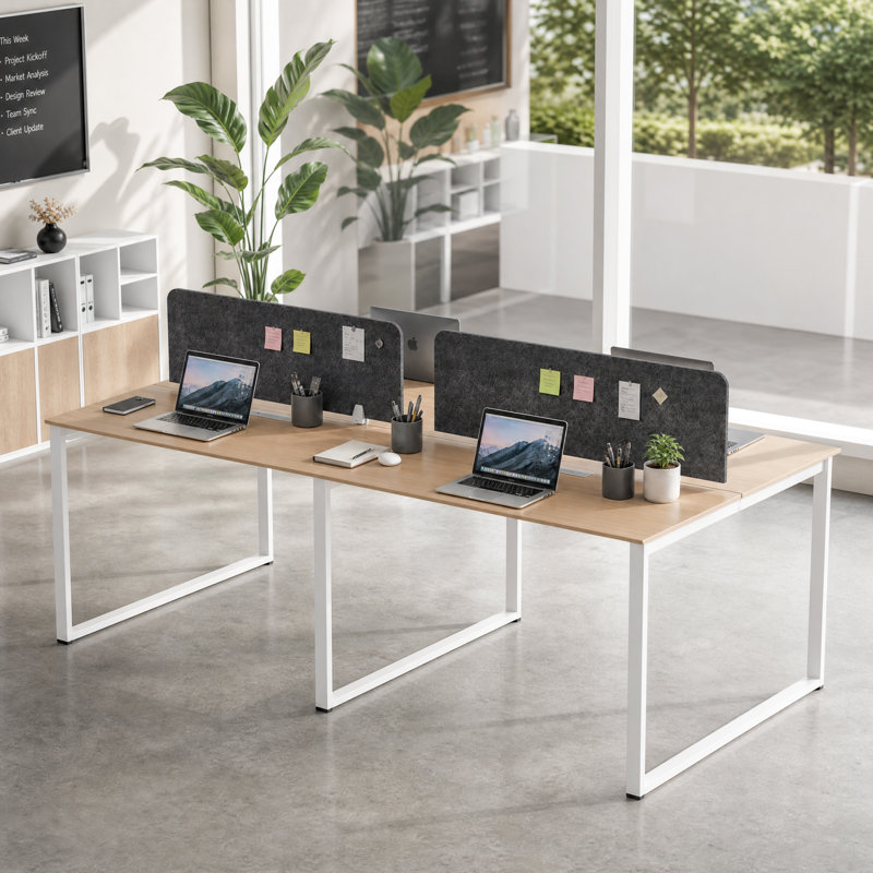 Poste de travail modulaire avec prises Okeysen pour 4 personnes, 29.5" H x 94.4" W x 47.2" D