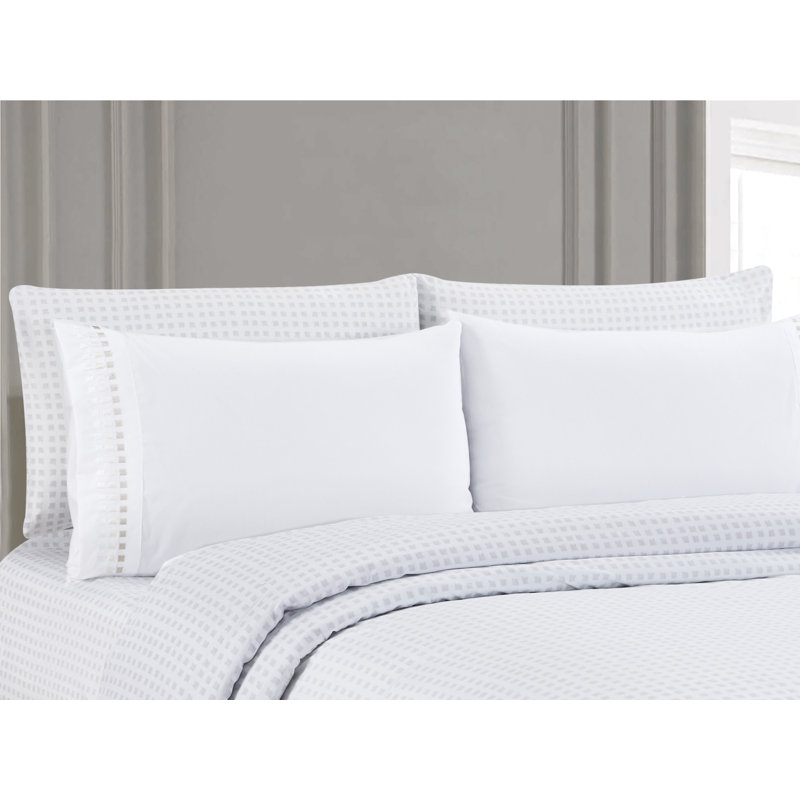 Posh Home Clearwater Squares 6 Piece Sheet Set Microfiber Twill Checkered Sheet Set