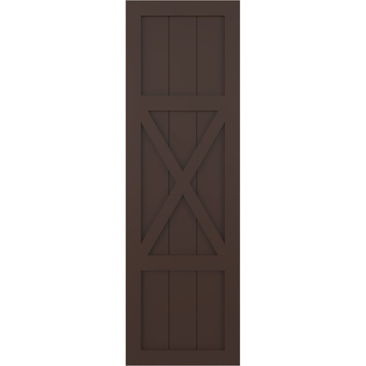 True Fit PVC Center X-Board Farmhouse Fixed Mount Shutters