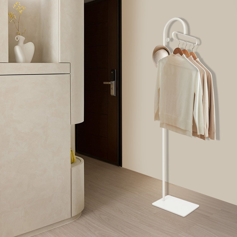 68.9" Freestanding Metal Coat Rack, White