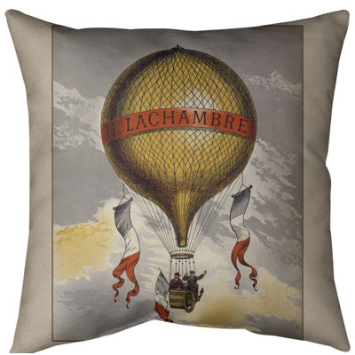 Hot Air Balloon Poster Throw Pillow Cover