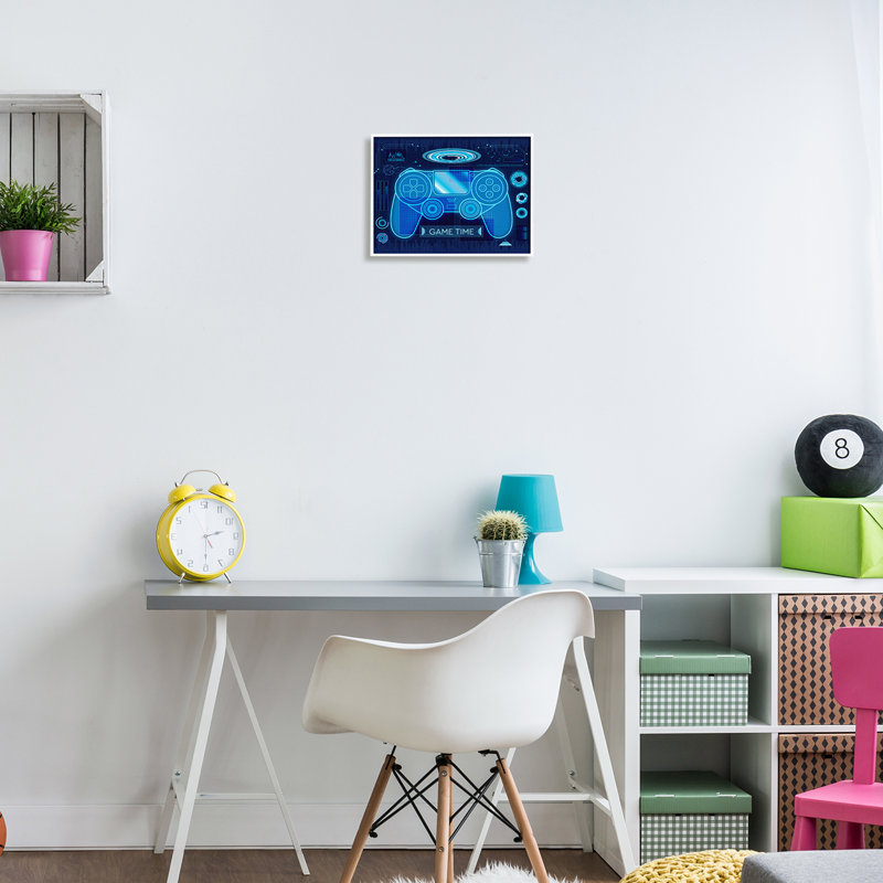 «Game Time Bold Blue», thème de jeu d'ordinateur par Ziwei Li - impression, H 11 po x l 14 po x P 1,5 po