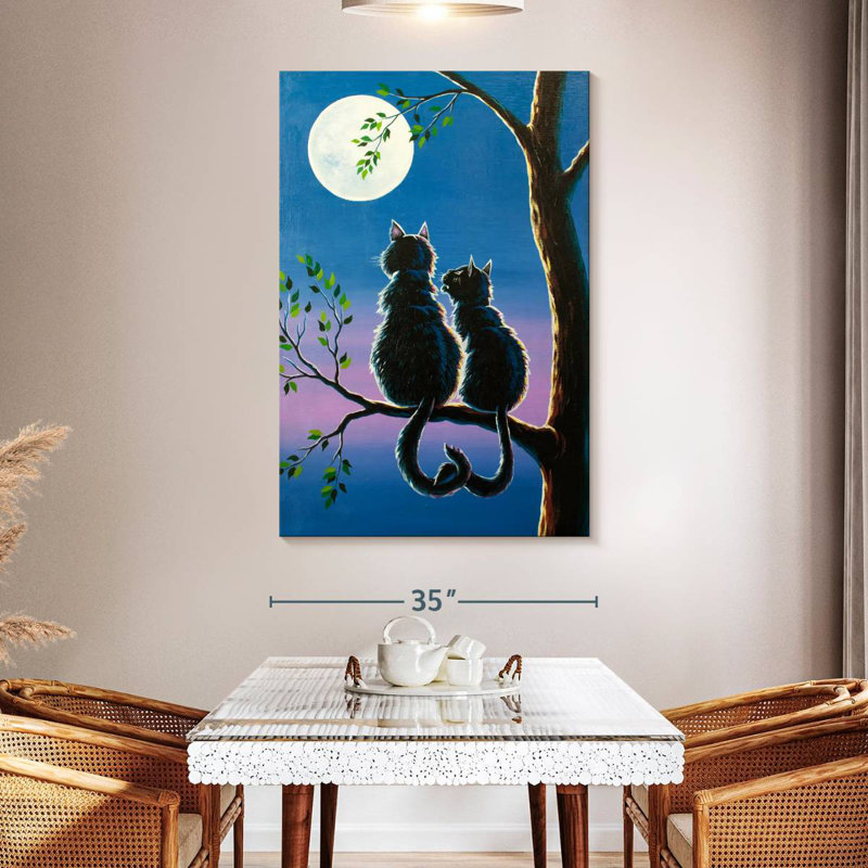 Hardie Moonlit Cat Couple, 51" H x 34" W